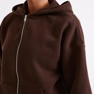 Sudadera con capucha y logotipo estampado ODM, sudaderas con cremallera para mujer, Sudadera con capucha holgada de peso pesado, venta al por mayor, sudadera con cremallera de primera calidad, ropa de mujer - Product Image 2