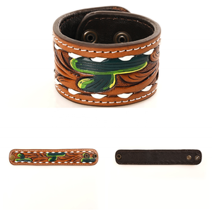 Bracelet en cuir brut artisanal de style western, accessoire de mode cowgirl - Product Image 3