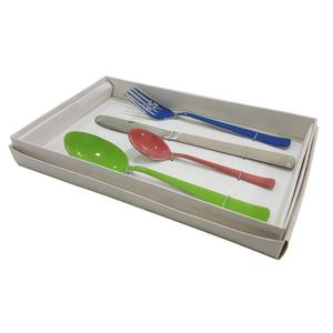 Ensemble de couverts en acier inoxydable miroir de haute qualité émail fini à la main multicolore par Axiom Home Accents - Product Image 1