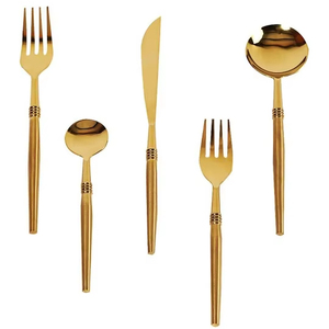 Juego de cubiertos de metal dorado de lujo para restaurante, hotel, hogar, bodas y regalos, uso a un precio razonable - Product Image 1