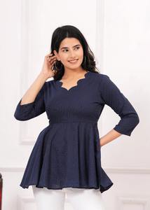 เสื้อพิมพ์ลายพื้นเมืองอินเดียสั้นสำหรับสาวออฟฟิศผ้าฝ้ายพิมพ์ลายคอแฟนซีสำหรับผู้หญิงและเด็กผู้หญิง - Product Image 3