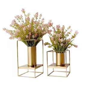 โลหะทองสีชาวไร่ขาตั้งเหล็กชุด 2 ที่ยอดเยี่ยมคุณภาพตกแต่งสวน Stylish จานรองชุด 2 - Product Image 1