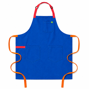 Delantal de Lona Resistente Reutilizable Color Turquesa con Correa para el Cuello Morada y Lazos Amarillos, Múltiples Bolsillos para Cocinar y Uso Diario - Product Image 5