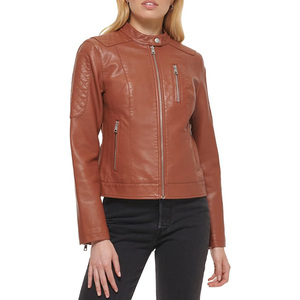 Cómoda chaqueta de cuero para mujer, transpirable, antiarrugas, impermeable, ecológica, de primera calidad, chaqueta ligera para mujer - Product Image 3