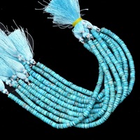 Perles de pierre précieuse en turquoise lisse Heishi bleu turquoise, brins de 5 à 6 mm, perles de turquoise en vrac pour la fabrication de bijoux à prix de gros