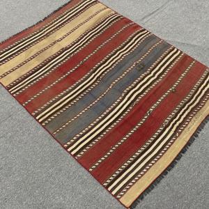 Turkish Vintage Kilim Accent Rug 3.3x4.6 ft, <b>Red</b> Floral Rug <b>Wool</b> - Product Image 4