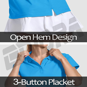 T-shirt à col polo bleu à la mode pour les femmes tissu doux au toucher look décontracté intelligent parfait pour les déplacements quotidiens de bureau ou détendue - Product Image 4