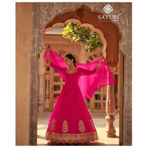 Vestido Anarkali de trabajo de secuencia de bordado de Georgette de imitación de diseñador más reciente de Fab Zone - Product Image 4