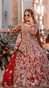 DAZZLING DESIGN of HEAVY EMBROIDERY on FLOOR-LENGTH & <b>DUPATTA</b> WITH EMBELLISHED CRYSTAL GLASS BEADS,DABKA WORK for WEDDING @ 2024 - Product Image 2