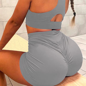 Best Quality Women's Booty Shorts Gray Color High Waist Seamless Sports Workout Running Yoga Ladies Booty Shorts - Product Image 4
