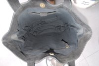 Sac cabas vintage élégant et stylé en cuir véritable pour femme avec franges noires