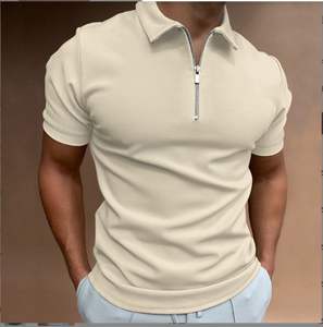 Polo de Hombre de Alta Calidad, 220 Gramos, Poliéster/Algodón, Tinte Liso, Ligero, Transpirable, Talla Grande, Diseño Sólido con Logotipo, Corte Holgado, Popular - Product Image 4