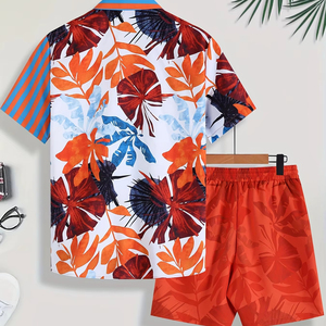 Conjunto de verano para hombre, conjunto informal ligero de dos piezas | Camiseta de manga corta de poliéster 100% de colores personalizados con estilo transpirable - Product Image 3