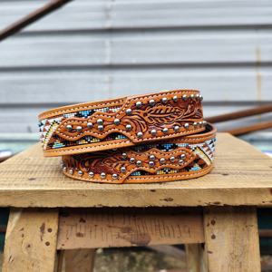 Nueva tendencia Pure Hand Beaded Western Cowboy Cowgirl Cinturón de cuero Estilo étnico de los hombres con aleación de longitud personalizada para hebilla - Product Image 2