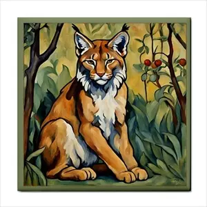 Arte de azulejo de cerámica impresionista Lynx Cat 4,25 En calcomanía de pared decorativa posterior Backsplash - Product Image 1