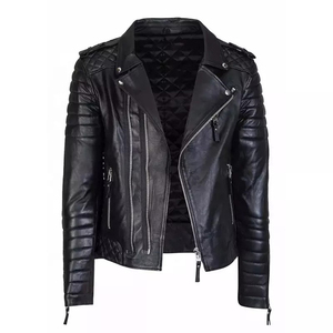 Chaqueta de cuero genuino de cordero negro de alta calidad para hombre, transpirable, elegante, de longitud larga, grosor fino, directo desde Pakistán - Product Image 2
