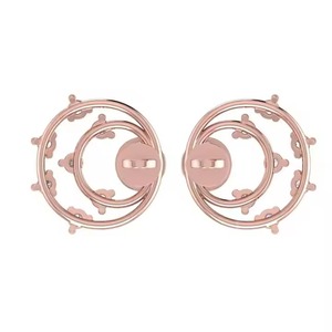 Pendientes de tuerca de diamante circular desplegado de Plata de Ley 925, joyería de declaración icónica para hombres y mujeres - Product Image 2