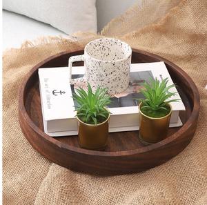 Plateau de service à cadre en fer de style moderne avec assiette de base en bois Plateau de petit-déjeuner en bois naturel fait à la main - Product Image 4