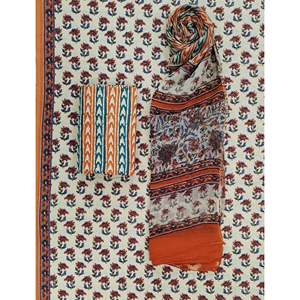 Dupatta de Chifón sin Coser con Estampado a Bloque y Diseño a Mano para Salwar Kameez, Material de Vestido Indio-Pakistaní - Product Image 1