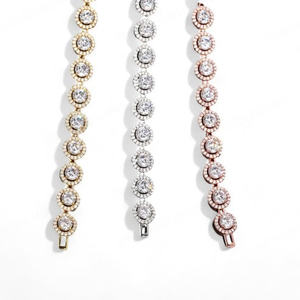 จี้เพชรโมอิสเงินแท้สำหรับสุภาพบุรุษ925แบบเฉพาะสำหรับกำไลข้อมือสุดคลาสสิกฮิปฮอปผ่านเครื่องทดสอบการเชื่อมโยงดอกไม้ - Product Image 1