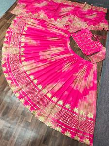 Vêtement ethnique indien, lehenga choli en georgette de couleur rose avec dupatta, avec impression numérique lourde, broderie de séquence, travail de lehenga - Product Image 6