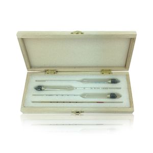 AEK-Tech Kit d'hydromètres à alcool en plastique 3 pièces avec thermomètre 040-70100, plage de mesure, compensation de température, boîte en bois pour - Product Image 2