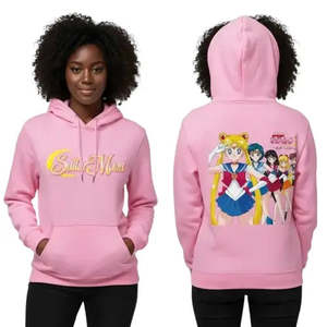 Sweat-shirt respirant Sailor Moon pour femme, mignon, tricoté, pour le quotidien, avec motif de dessin animé et col à capuche en soie - Product Image 1