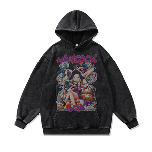 Vente en gros de sweats à capuche oversize vierges, effet délavé, avec logo personnalisé, impression par sublimation 3D, motifs anime et dessins animés, pour hommes, tricotés - Product Image 1