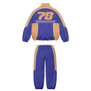 2025 nueva venta al por mayor de talla grande cortavientos chándal estampado de nailon de dos piezas Jogger Jogging hombres pantalones de chándal y conjunto de chaqueta - Product Image 2