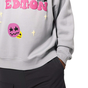 เสื้อฮู้ดผู้ชายแฟชั่นพิมพ์ลายพัฟฟ์ 3 มิติ ทรงโอเวอร์ไซส์ ผ้าฝ้ายผสมโพลีเอสเตอร์หนา เสื้อฮู้ดและเสื้อสเวตเชิ้ตพิมพ์ลายสำหรับผู้ชาย - Product Image 4