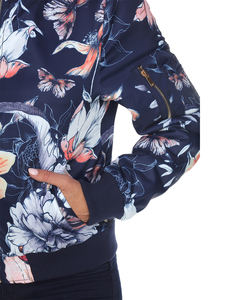 Nouvel arrivage Blouson bombardier à fermeture éclair floral grande taille pour femmes manches raglan toile respirante pour la saison d'hiver traitement fini - Product Image 4