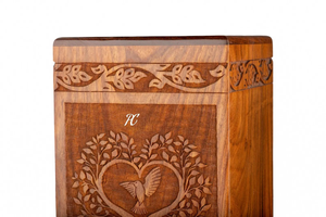 Urna de cremación de palisandro hecha a mano, diseño de árbol de la vida, recuerdo conmemorativo, urna de cremación decorativa para cenizas - Product Image 5