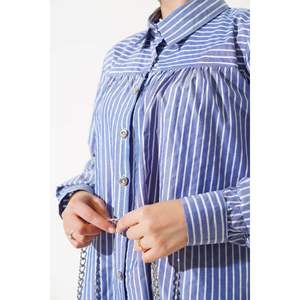 Camisa Casual Larga Rayas Índigo - Product Image 2