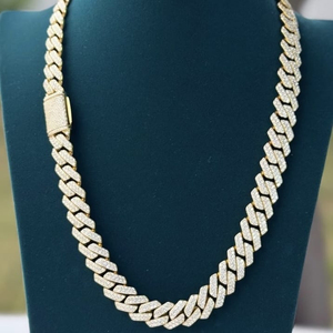 สร้อยคอประดับเพชรเพชร Miami สุดหรู dubded Test check Fully iced OUT Moissanite Diamond CHAIN D VVS SILVER - Product Image 1