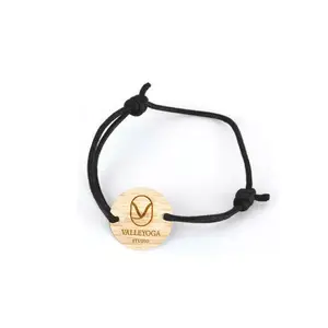 eco friendly rope strap string engraved logo jewelry personalized wood bracelet