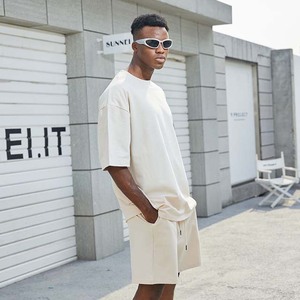 กางเกงขาสั้นสองชิ้นระบายอากาศสไตล์สตรีทของผู้ชายชุดเสื้อยืด100% ผ้าฝ้ายขนาดใหญ่พิเศษสำหรับฤดูร้อน - Product Image 4