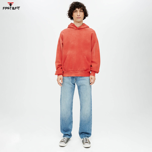 Venta caliente personalizado peso pesado gota hombro pulóver 100% algodón térmico Sudadera con capucha para hombres bordado lavado sudaderas con capucha - Product Image 3