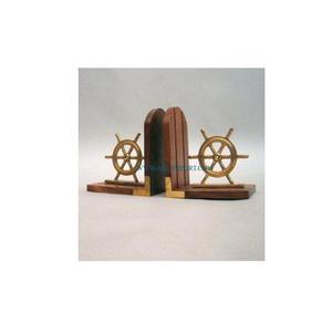 Serre-livres en bois de bambou et laiton de style nouveau pour décoration de table faite à la main serre-livres de rangement pour la maison et l'école et le bureau - Product Image 1