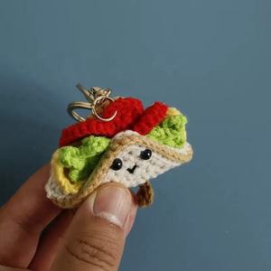 2025 Eco-Friendly Durable Cute <b>Sweet</b> Hand Woven Crochet Ball Keychain Handmade Plush Soft Fruit Pendants Bag Charm Accessories - Product Image 4