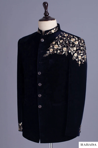 <b>Black</b> Zari Work Hand Embroidered Jodhpuri Suit Jodhpuri Sherwani Men Wedding Jodhpuri Indian Jacket Designer Suit - Product Image 4