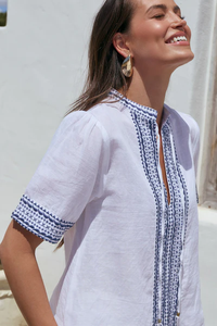 Blusa Boho de Lino con Bordado y Borlas para Mujer, Algodón Orgánico Ecológico, Transpirable y Lavable, Navidad - Product Image 6