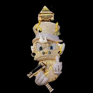 Collier de luxe Monopoly Man avec pendentif sac à argent en moissanite et diamant, plaqué or 18 carats, bijou statement pour les grossistes - Product Image 4