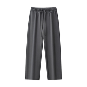 Pantalones de chándal negros de pierna ancha para hombre, pantalones de chándal de ajuste relajado con pretina ajustable para entrenamiento, estilo informal y callejero - Product Image 1