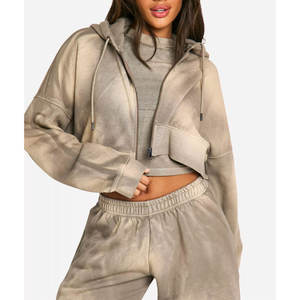 Trendy <b>Women's</b> <b>Crop</b> Top <b>Hoodie</b> | Stylish Drop Shoulder Zipper <b>Hoodie</b> | High-Quality Casual Top <b>for</b> <b>Women</b> - Product Image 1