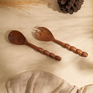 Vaisselle élégante Faizacraft, couverts en bois et résine, cuillère, fourchette, miroir poli, ustensiles de service décoratifs pour salades, pour cadeaux - Product Image 6