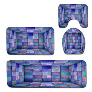 Custom Printed Flannel <b>Bathroom</b> Rug <b>Set</b> for <b>Bathroom</b> Non-Slip Shower Curtain Bath <b>Mat</b> - Product Image 5