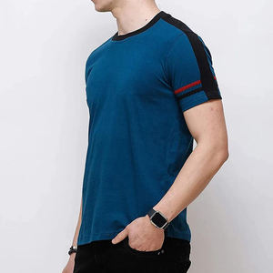 Camiseta de algodón informal Ringer con estampado Premium para hombre con cuello redondo, manga corta, tela de rizo Premium, camisetas teñidas lisas para hombre - Product Image 3