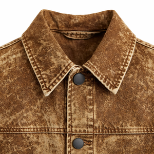 Chaqueta de mezclilla para hombre con lavado ácido, corte oversize, botones frontales, de algodón, al por mayor, OEM ODM, estilo urbano - Product Image 4