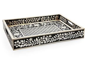 Bandeja con incrustaciones de hueso índigo de nido de abeja, bandeja de servicio Rectangular doméstico para hotel o motel, diseño indio hecho a mano - Product Image 5