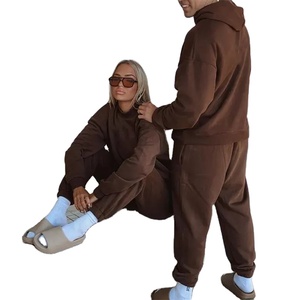 Custom Couples Sports Winter Blank Jogger Unisex Tech Fleece Tracksuit, Plain Hoody 2 Piece Fleece Women Cotton Plain Sweat Suit - Product Image 2